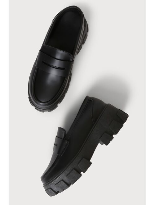 Lulus Illyria Black Platform Loafers