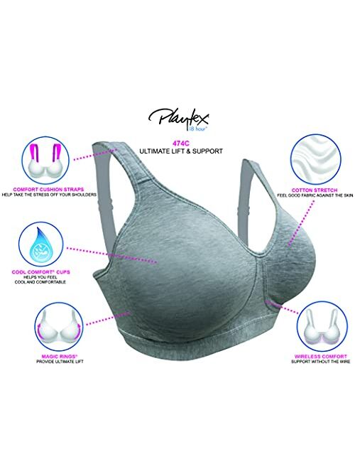 Playtex Women's 18 Hour Ultimate Lift and Support Wire Free Bra US474C