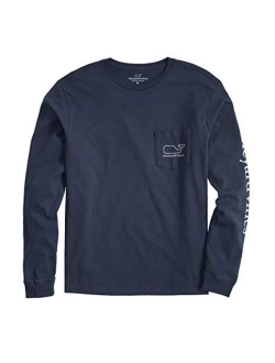 Men's Long Sleeve Modern Whale Pocket T-Shirt