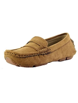 WUIWUIYU Boys Girls Casual Slip-ons Suede Penny Loafers Moccasins Shoes