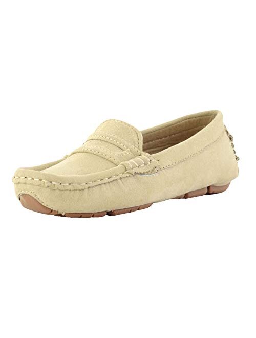 WUIWUIYU Boys Girls Casual Slip-ons Suede Penny Loafers Moccasins Shoes