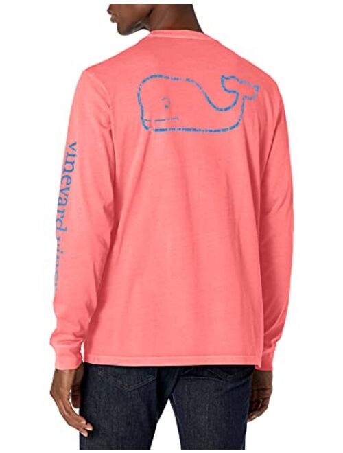 vineyard vines Men's Long-Sleeve Garment Dyed Vintage Whale Pocket T Shirt