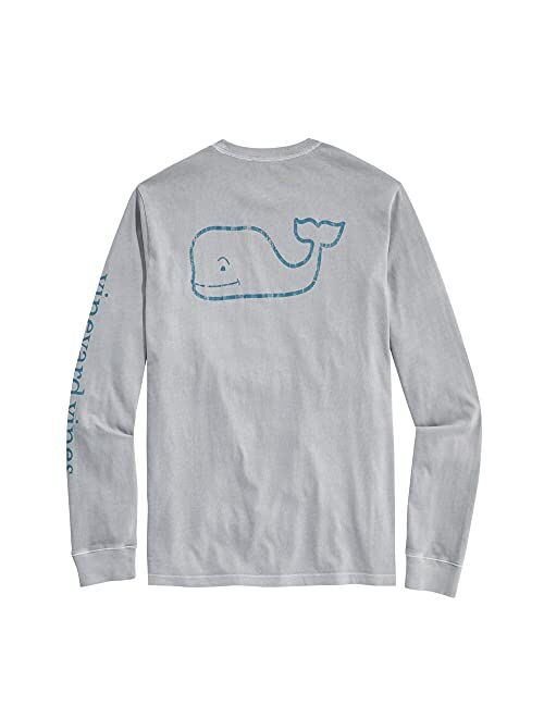 vineyard vines Men's Long-Sleeve Garment Dyed Vintage Whale Pocket T Shirt