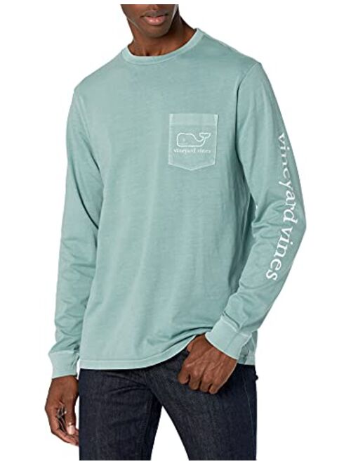 vineyard vines Men's Long-Sleeve Garment Dyed Vintage Whale Pocket T Shirt