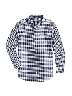 Boys' Arawak Gingham Long Sleeve On-The-go Performance Whale Shirt