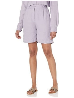 Women's Millie Loose-Fit Pleated Long Linen Walk Short