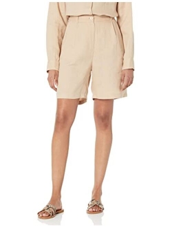 Women's Millie Loose-Fit Pleated Long Linen Walk Short