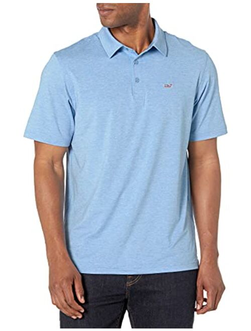 vineyard vines Men's St Kitts Solid Short Sleeve Sankaty Americana Polo