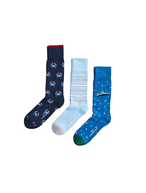 vineyard vines Mens Holiday Sportfisher 3-Pack Socks, Multi, One Size