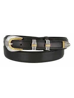 Belts.Com Antique Gold Buckle Set Oil Tanned Genuine Leather Western Ranger Belt 1-3/8"(35mm) Taper to 3/4"(19mm) Wide-Multiple choices