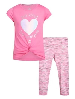 Girls Active Leggings Set - 2 Piece T-Shirt and Capri Leggings (Size: 4-12)