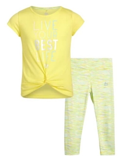 Girls Active Leggings Set - 2 Piece T-Shirt and Capri Leggings (Size: 4-12)