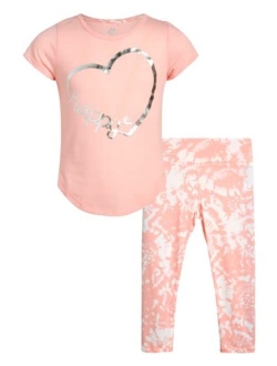 Girls Active Leggings Set - 2 Piece T-Shirt and Capri Leggings (Size: 4-12)