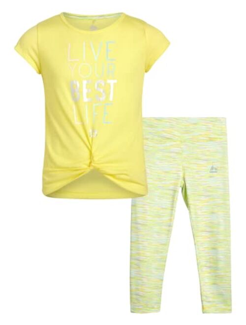 RBX Girls’ Active Leggings Set - 2 Piece T-Shirt and Capri Leggings (Size: 4-12)