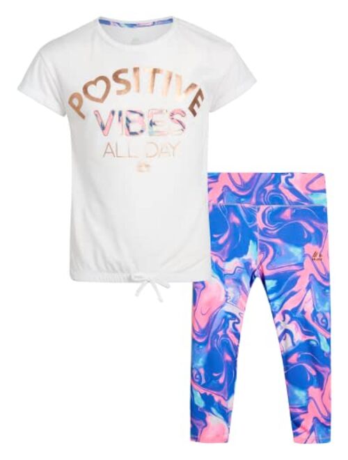 RBX Girls’ Active Leggings Set - 2 Piece T-Shirt and Capri Leggings (Size: 4-12)