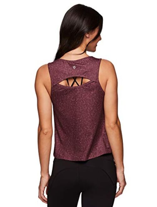 RBX Active Workout Tank Tops for Women, Fashion Soft Crop Tank with Crew Neck