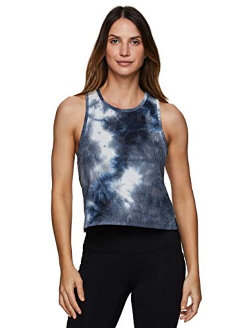 RBX Active Workout Tank Tops for Women, Fashion Soft Crop Tank with Crew Neck