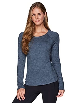 Active Women's Long Sleeve Super Soft Space Dye Workout Running Tee Shirt