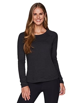 Active Women's Long Sleeve Super Soft Space Dye Workout Running Tee Shirt