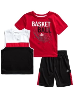 Baby Boy's Active Shorts Set - Short Sleeve T-Shirt, Tank Top, and Shorts Performance Playwear Set (Toddler)