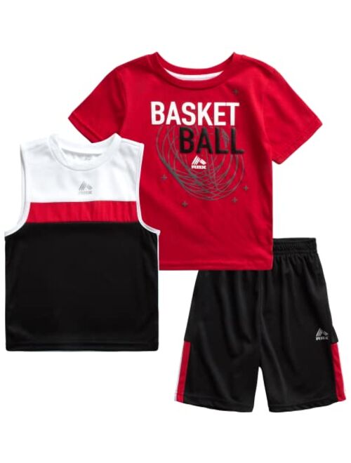 RBX Baby Boy's Active Shorts Set - Short Sleeve T-Shirt, Tank Top, and Shorts Performance Playwear Set (Toddler)