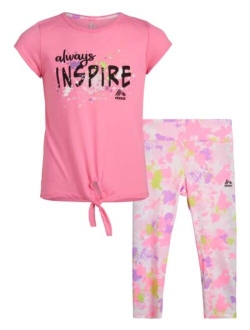 Girls' Activewear Set - Short Sleeve Performance T-Shirt and Capri Leggings (6X-12)