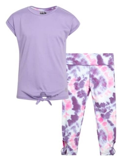 Girls' Activewear Set - Short Sleeve Performance T-Shirt and Capri Leggings (6X-12)