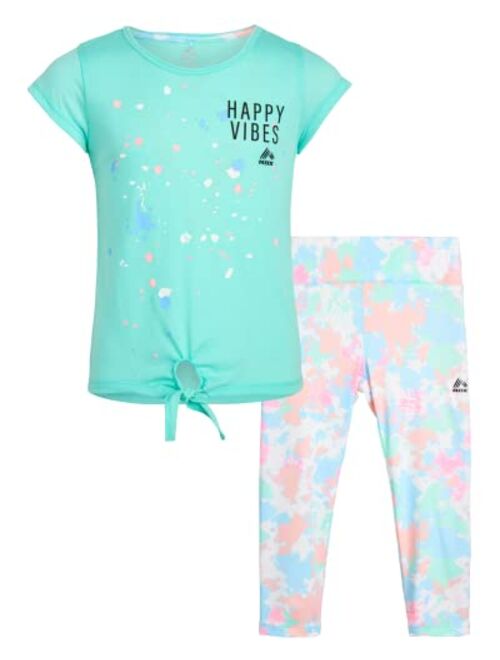 RBX Girls' Activewear Set - Short Sleeve Performance T-Shirt and Capri Leggings (6X-12)