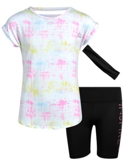 Girls' Active Bike Shorts Set - Short Sleeve T-Shirt and Yoga Gym Shorts