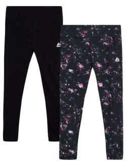 Girls' Active Leggings - 2 Pack Performance Stretch Cotton Gym Pants (Size: 4-16)