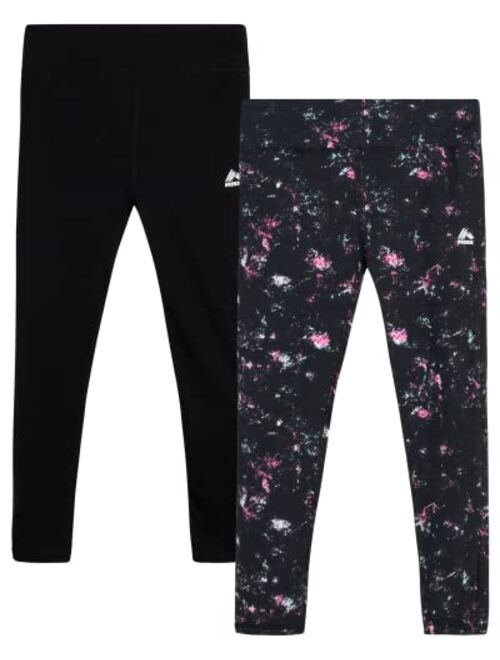 RBX Girls' Active Leggings - 2 Pack Performance Stretch Cotton Gym Pants (Size: 4-16)