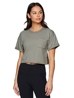 Women's Relaxed Crop Top Athletic Fashion Yoga Short Sleeve Cropped T-Shirt