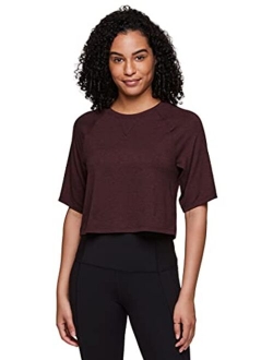 Women's Relaxed Crop Top Athletic Fashion Yoga Short Sleeve Cropped T-Shirt