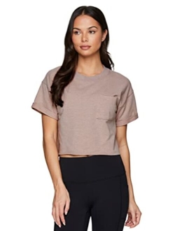 Women's Relaxed Crop Top Athletic Fashion Yoga Short Sleeve Cropped T-Shirt