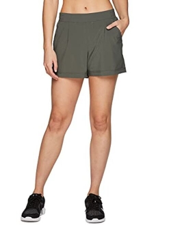 Active Women's Relaxed Fit Breathable Ventilated Stretch Woven Athletic Walking Short with Pockets