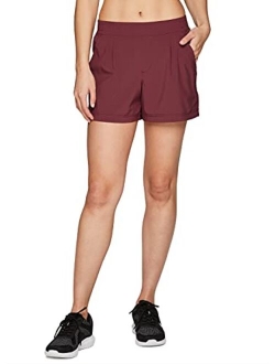 Active Women's Relaxed Fit Breathable Ventilated Stretch Woven Athletic Walking Short with Pockets