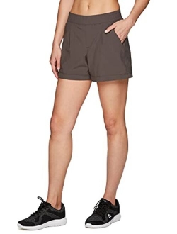 Active Women's Relaxed Fit Breathable Ventilated Stretch Woven Athletic Walking Short with Pockets