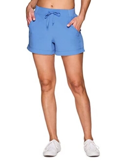 Active Women's Relaxed Fit Breathable Ventilated Stretch Woven Athletic Walking Short with Pockets