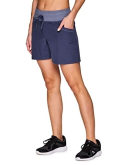 Active Women's Relaxed Fit Breathable Ventilated Stretch Woven Athletic Walking Short with Pockets