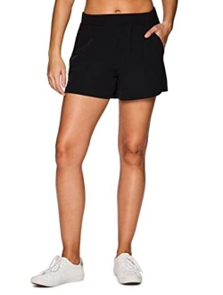 Active Women's Relaxed Fit Breathable Ventilated Stretch Woven Athletic Walking Short with Pockets