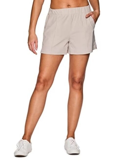 Active Women's Relaxed Fit Breathable Ventilated Stretch Woven Athletic Walking Short with Pockets