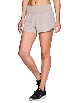 Active Women's Athletic Relaxed Fit Quick Dry Stretch Woven Running Short with Inner Attached Brief and Pockets