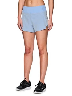 Active Women's Athletic Relaxed Fit Quick Dry Stretch Woven Running Short with Inner Attached Brief and Pockets