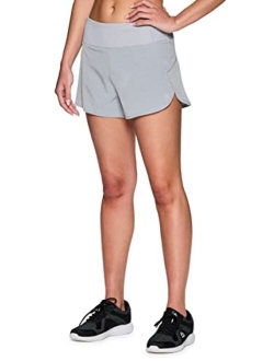 Active Women's Athletic Relaxed Fit Quick Dry Stretch Woven Running Short with Inner Attached Brief and Pockets