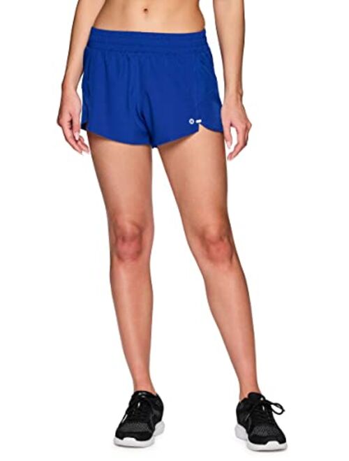 RBX Active Women's Athletic Relaxed Fit Quick Dry Stretch Woven Running Short with Inner Attached Brief and Pockets