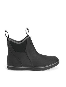 Men's 6 Inch Leather Ankle Deck Boot Black 14