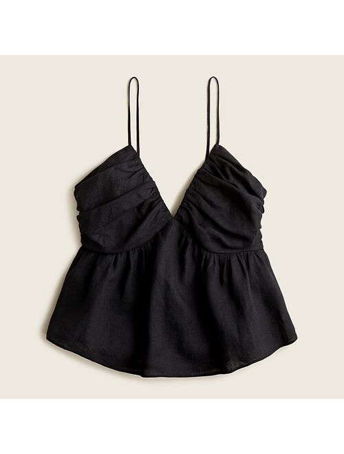 J.Crew V-neck Gathered-linen Camisole Top