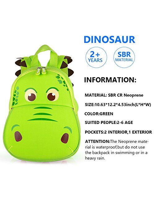 yisibo Dinosaur Backpack Toddler Backpack for Boys Girls Waterproof Preschool Travel Kids Bookbag Backpack for 2-7 Years