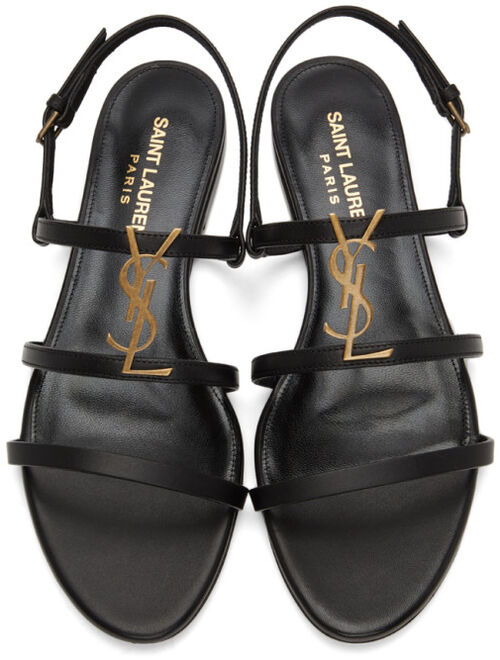 Buy Yves Saint Laurent Black Cassandra Flat Sandals online | Topofstyle