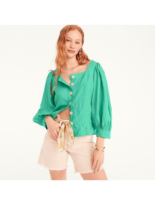 J.Crew Squareneck button-front linen top